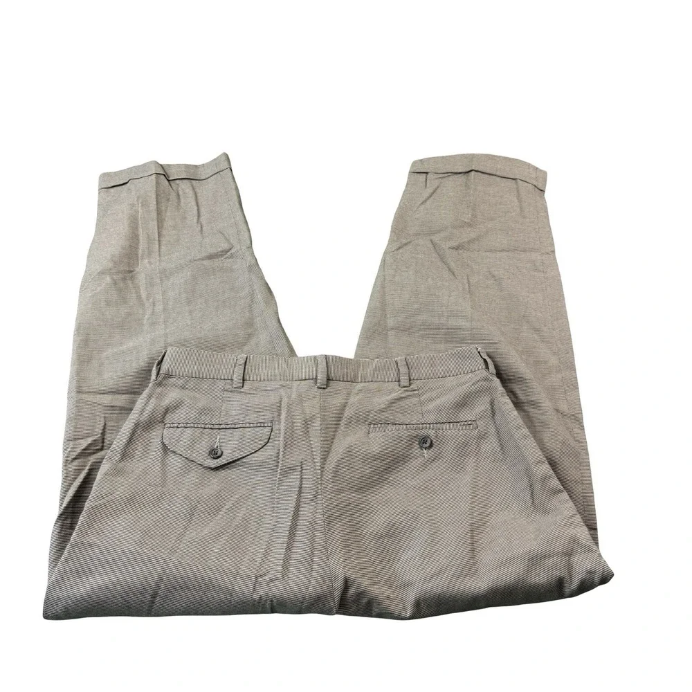 Polo Ralph Lauren 90s Double Pleated Brown Cotton Tickweave Trouser Size 32x28